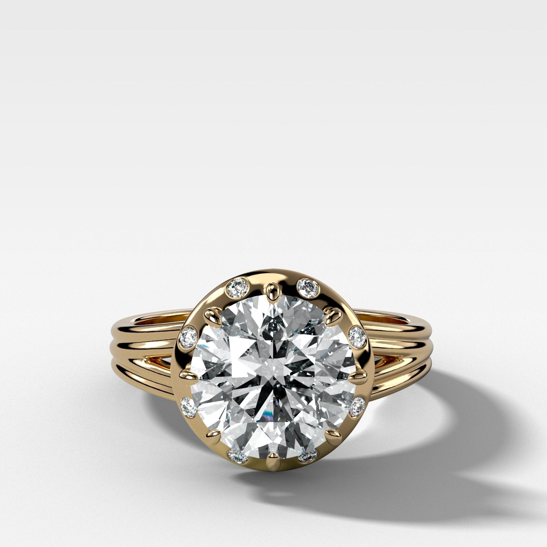 Solara Split Shank Engagement Ring with Round Cut Diamond - GOODSTONE