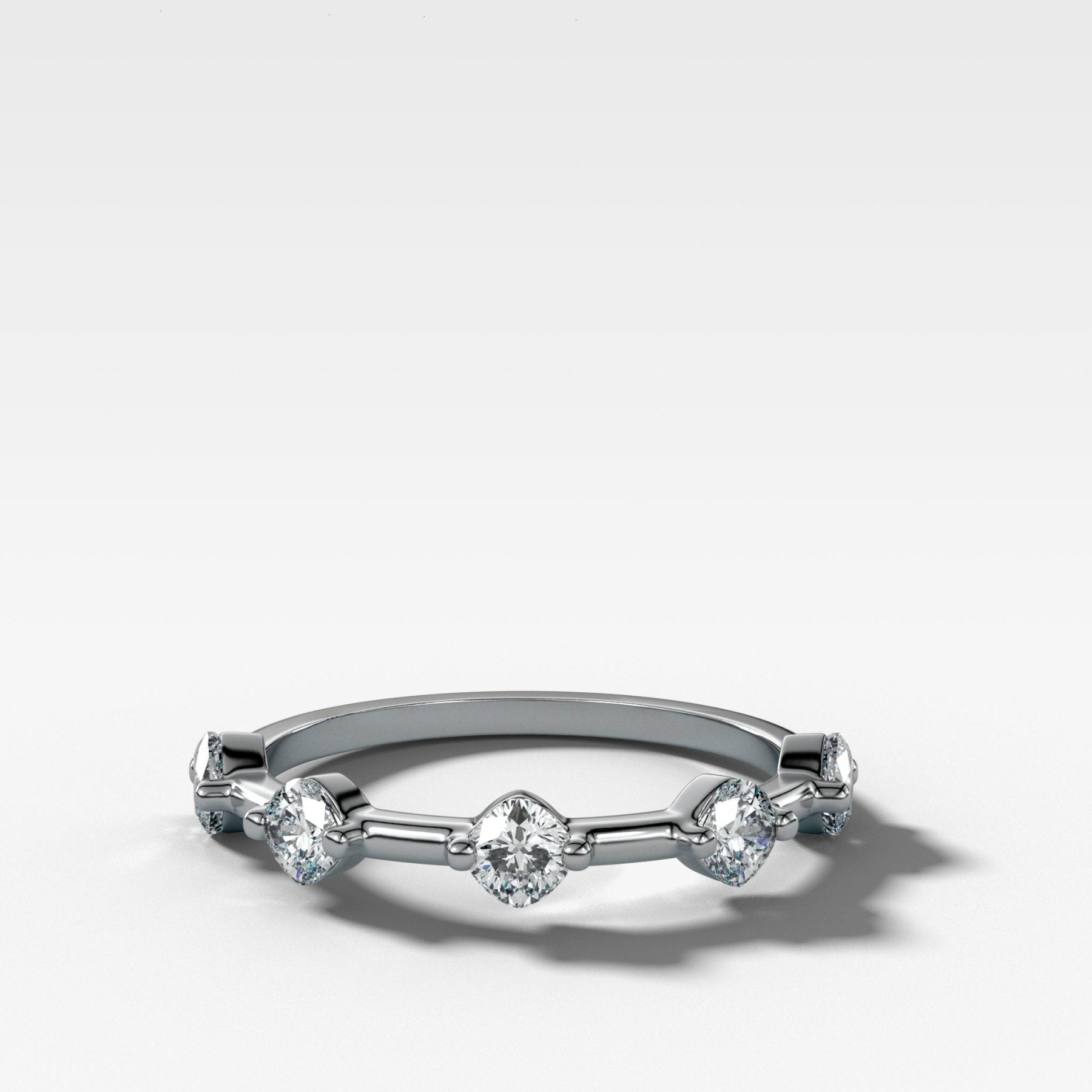 Spaced Compass Wedding Band with Five Cushion Cuts - GOODSTONE