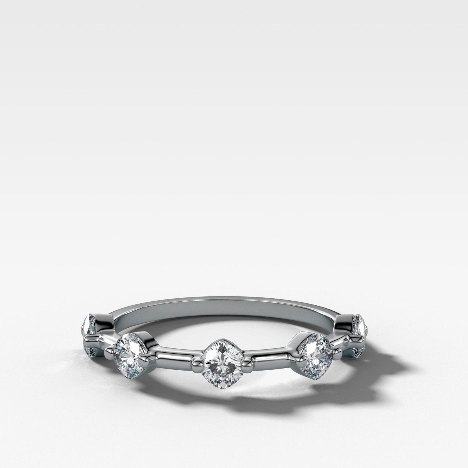 Spaced Compass Wedding Band with Five Cushion Cuts - GOODSTONE