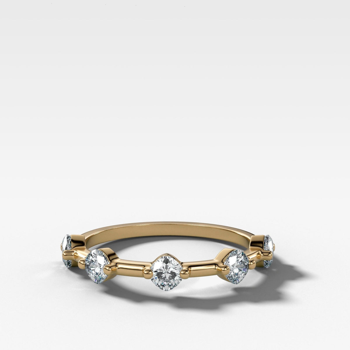 Spaced Compass Wedding Band with Five Cushion Cuts - GOODSTONE