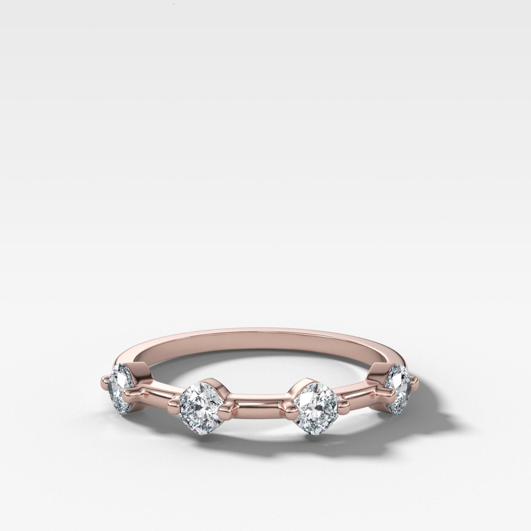 Spaced Compass Wedding Band with Four Cushion Cuts - GOODSTONE