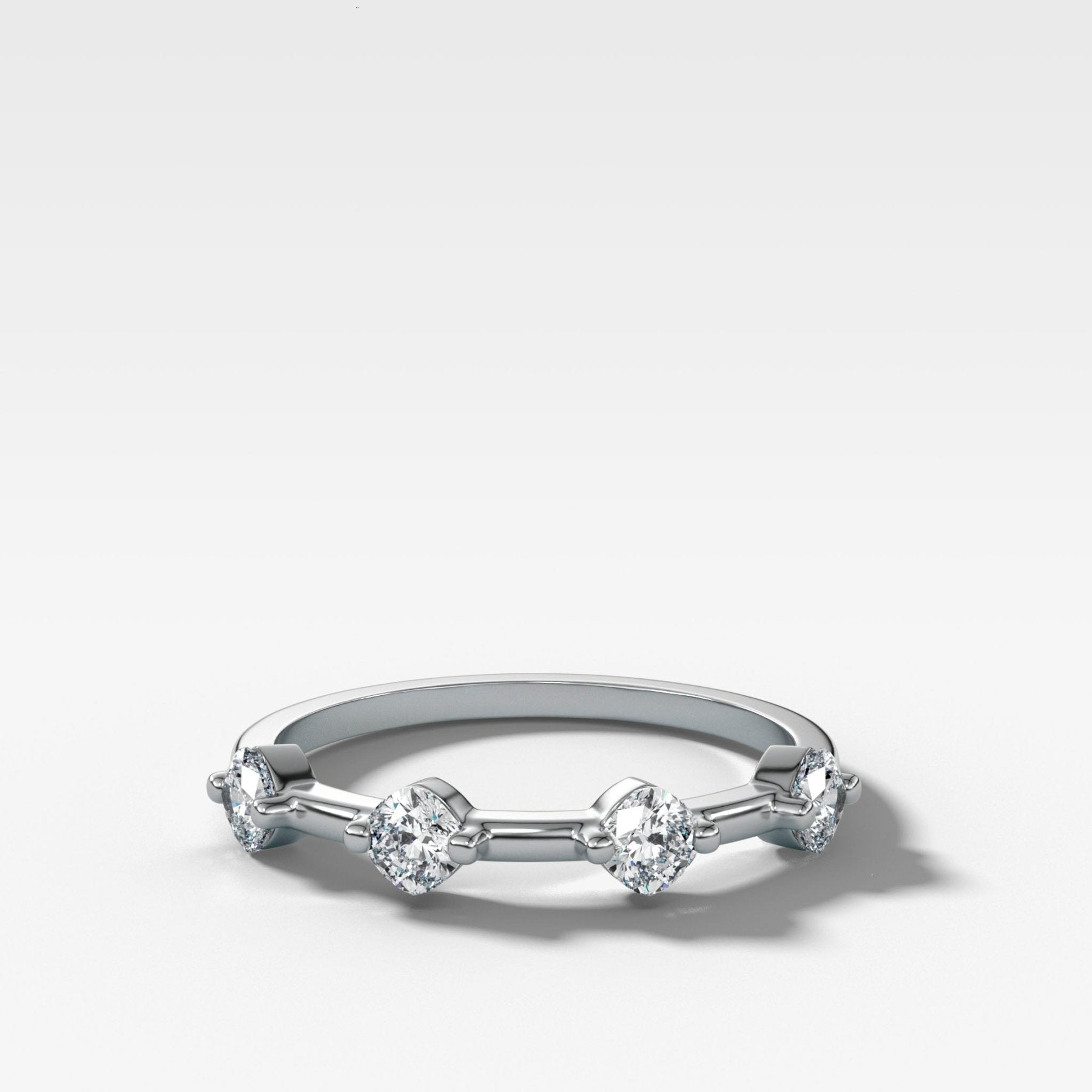Spaced Compass Wedding Band with Four Cushion Cuts - GOODSTONE