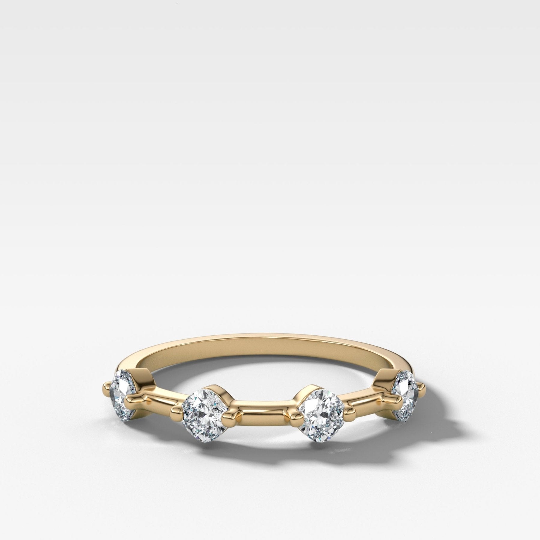 Spaced Compass Wedding Band with Four Cushion Cuts - GOODSTONE