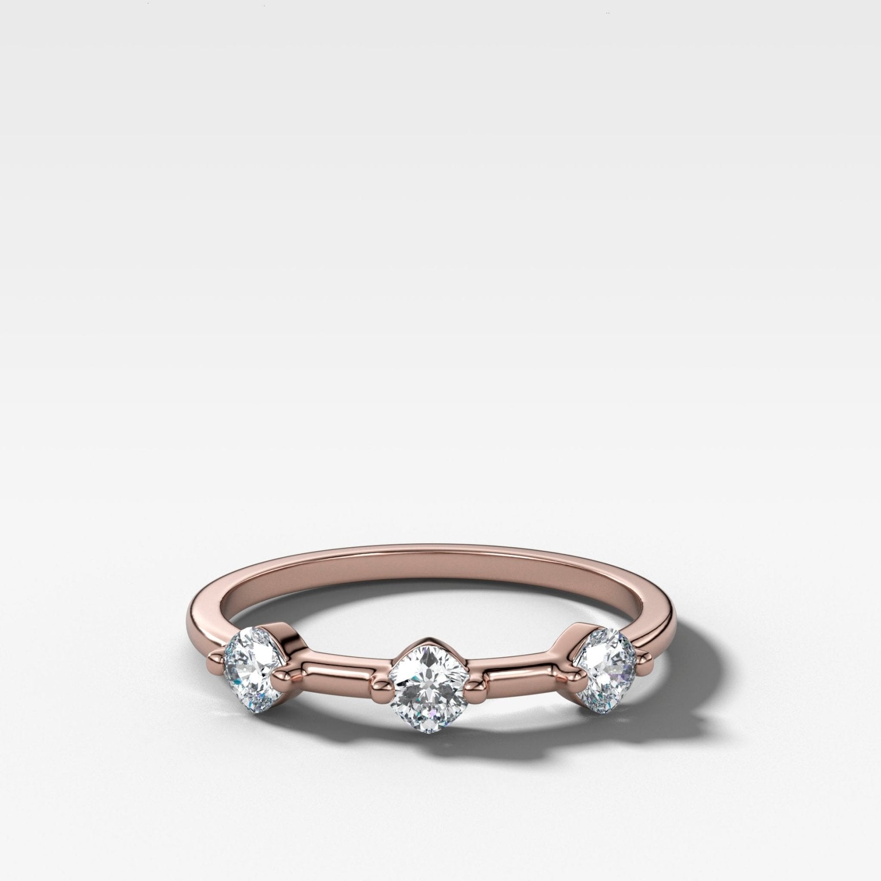 Spaced Compass Wedding Band with Three Cushion Cuts - GOODSTONE