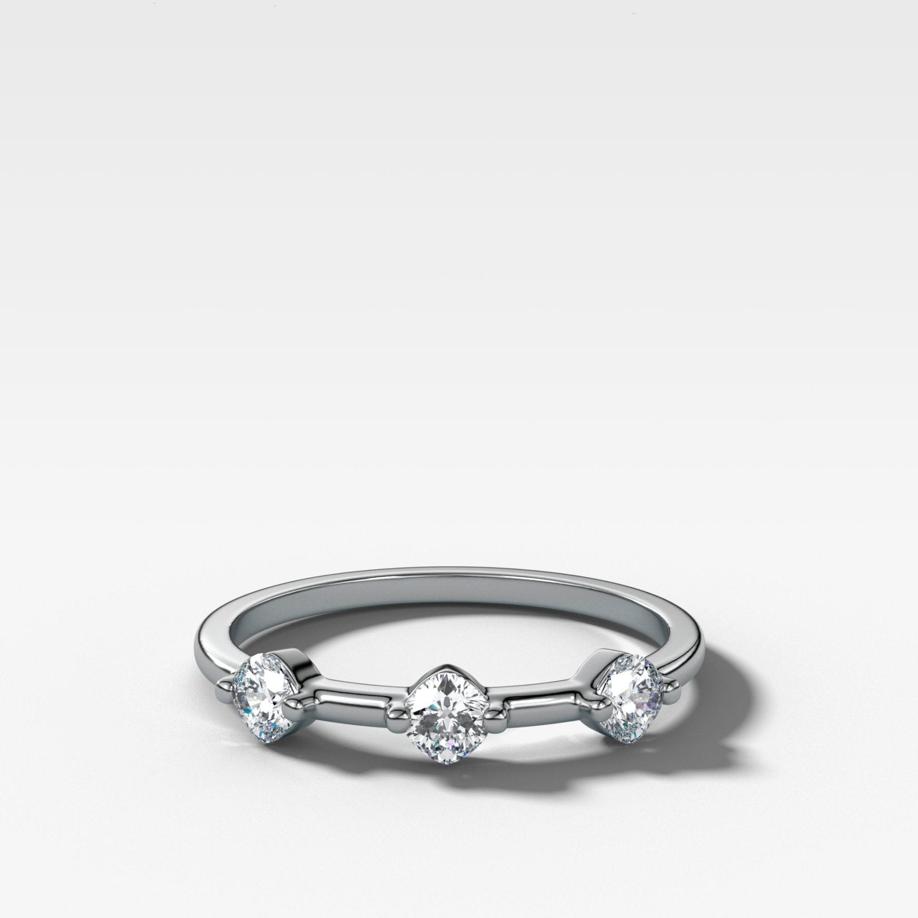 Spaced Compass Wedding Band with Three Cushion Cuts - GOODSTONE