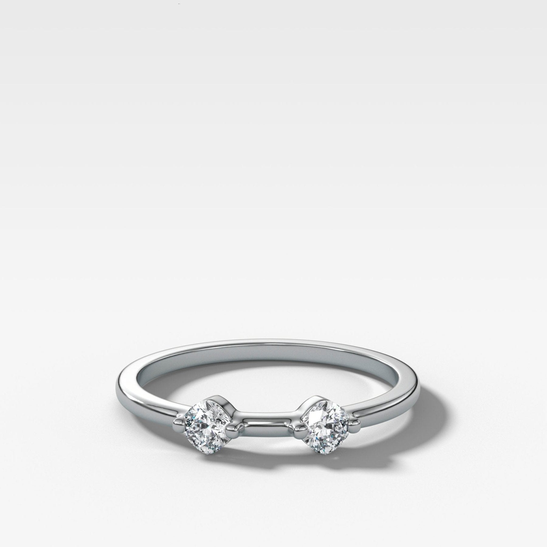 Spaced Compass Wedding Band with Two Cushion Cuts - GOODSTONE