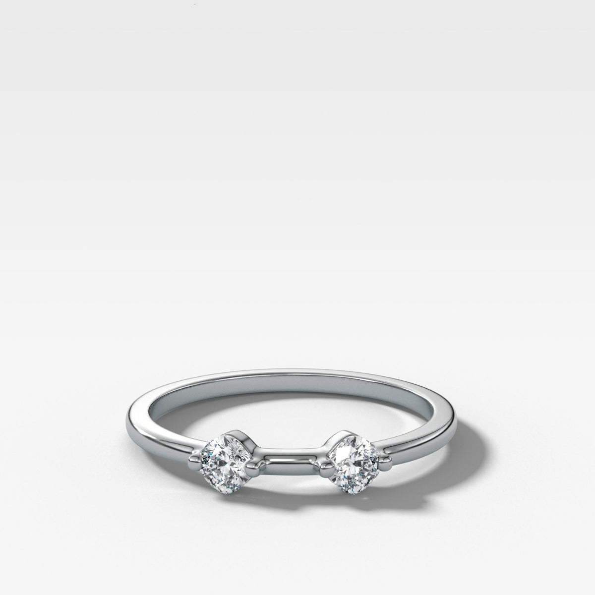 Spaced Compass Wedding Band with Two Cushion Cuts - GOODSTONE