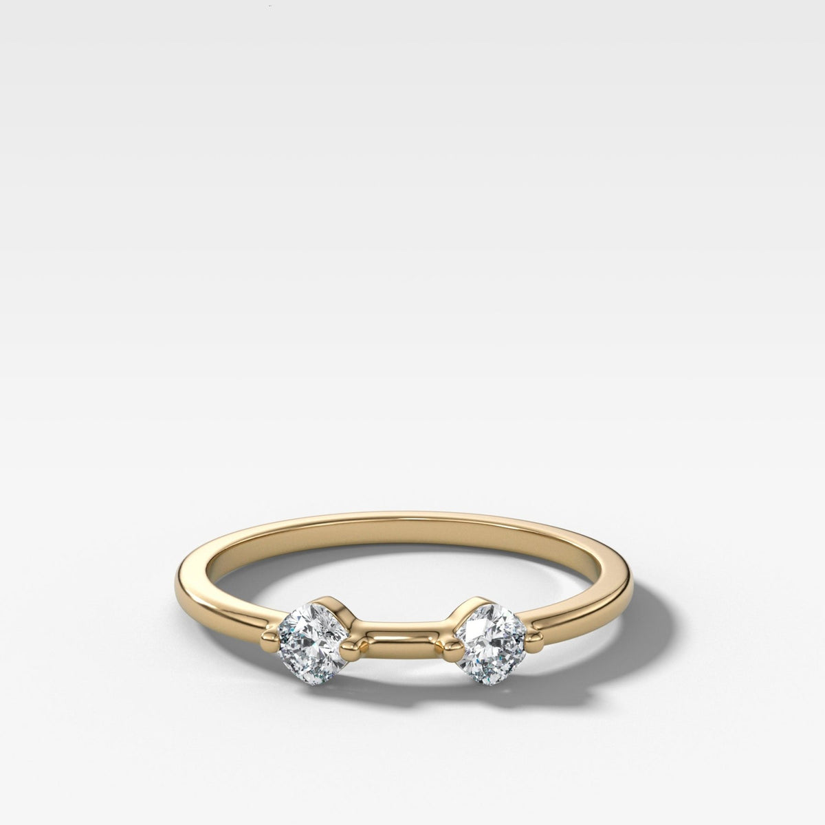 Spaced Compass Wedding Band with Two Cushion Cuts - GOODSTONE