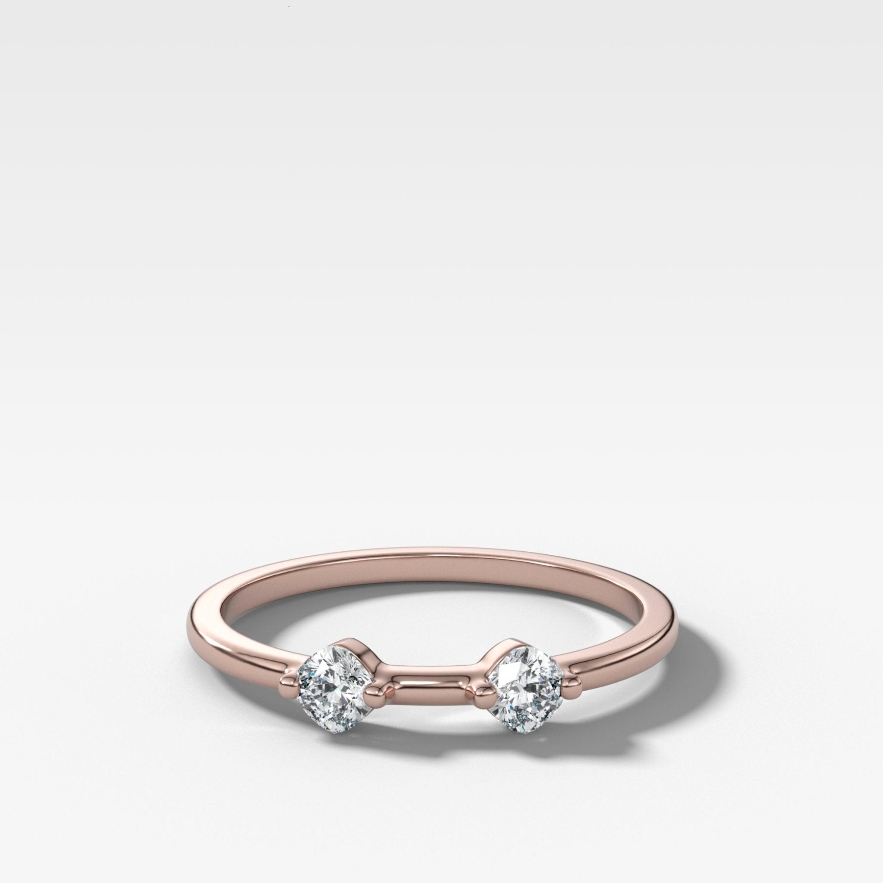 Spaced Compass Wedding Band with Two Cushion Cuts - GOODSTONE