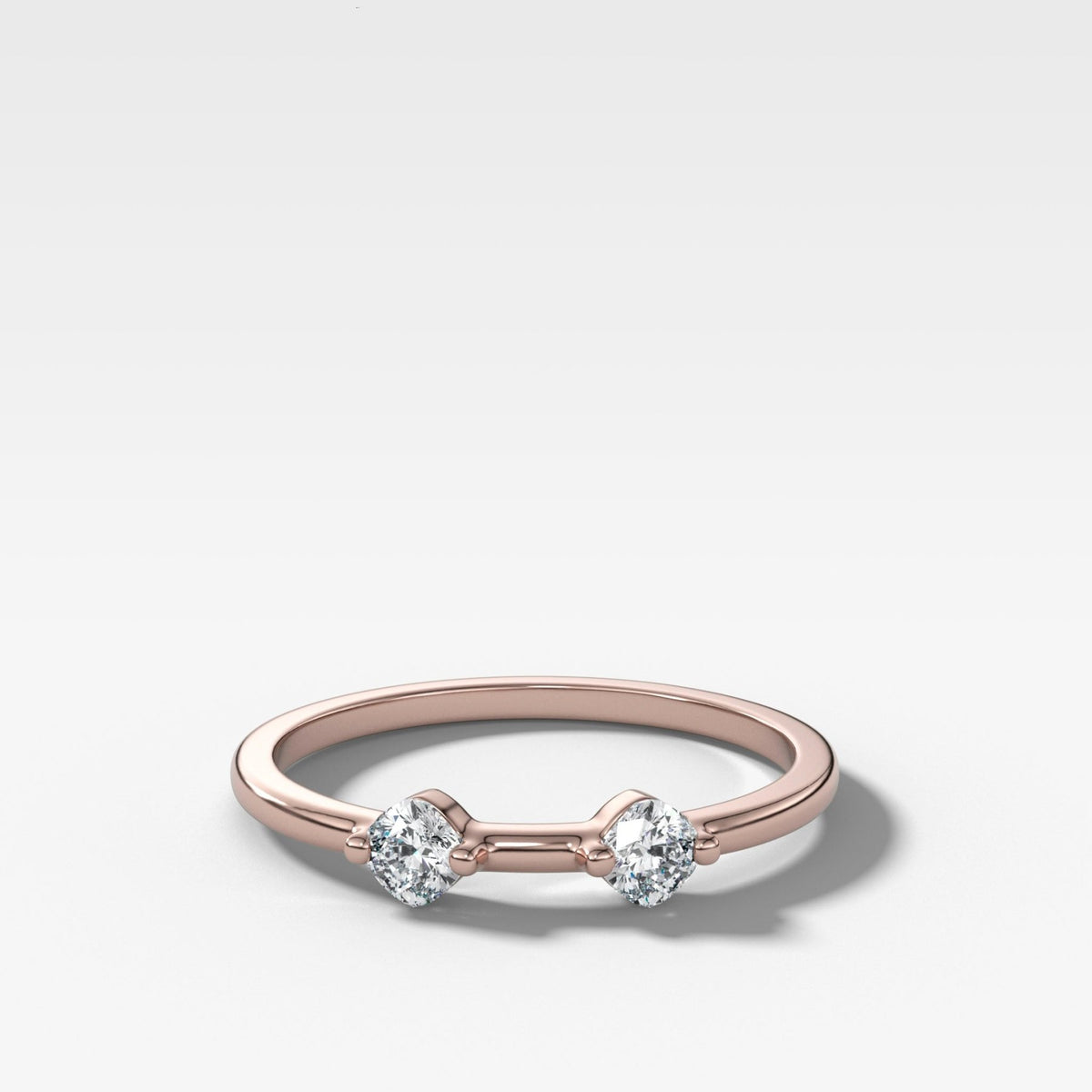 Spaced Compass Wedding Band with Two Cushion Cuts - GOODSTONE