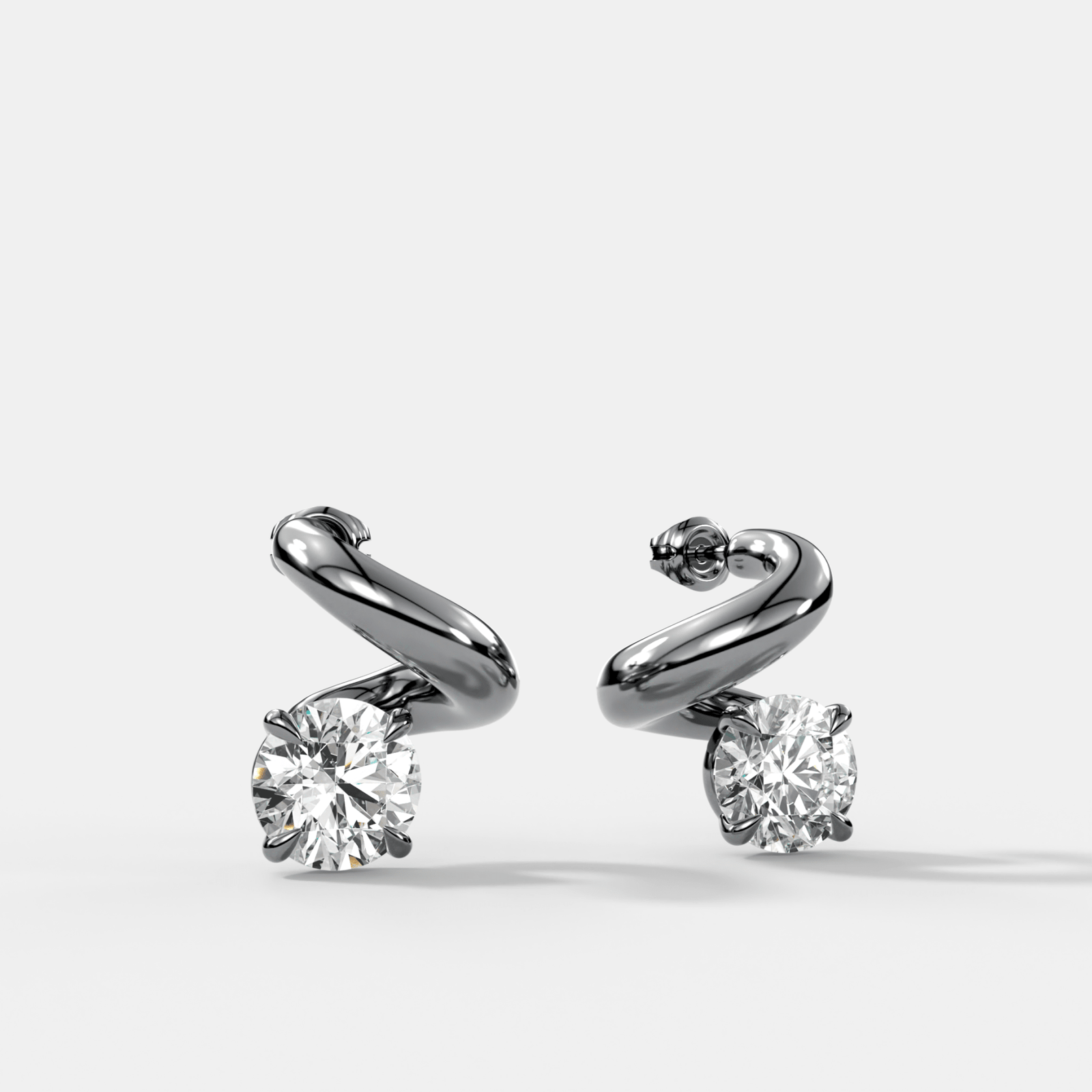 Spiral Studs with Round Cut Diamond - GOODSTONE