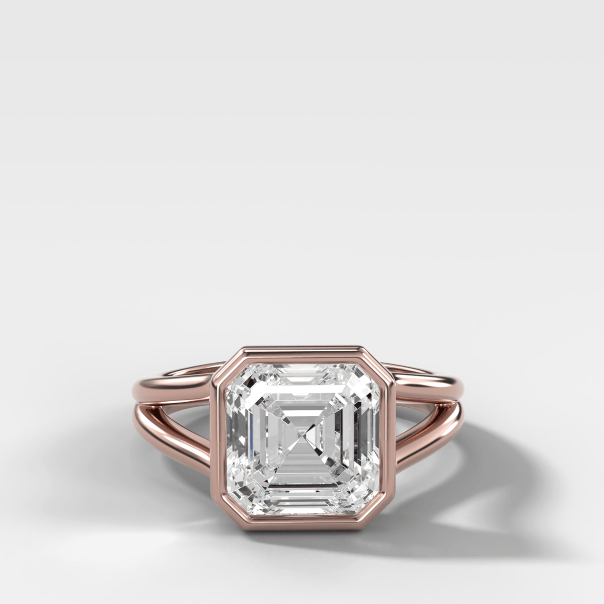 Split Shank Bezel Engagement Ring with Asscher Cut Diamond - GOODSTONE