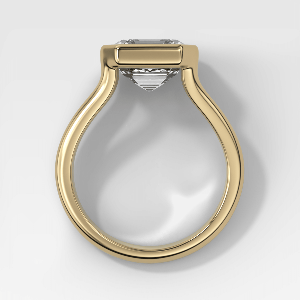 Split Shank Bezel Engagement Ring with Asscher Cut Diamond - GOODSTONE