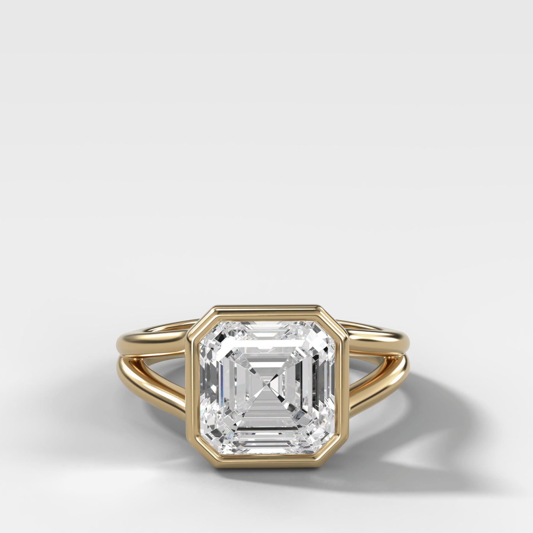 Split Shank Bezel Engagement Ring with Asscher Cut Diamond - GOODSTONE