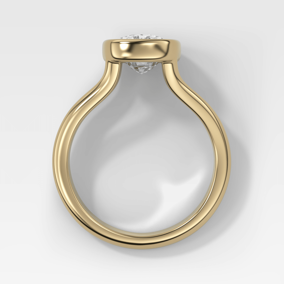 Split Shank Bezel Engagement Ring with Elongated Cushion Cut Diamond - GOODSTONE