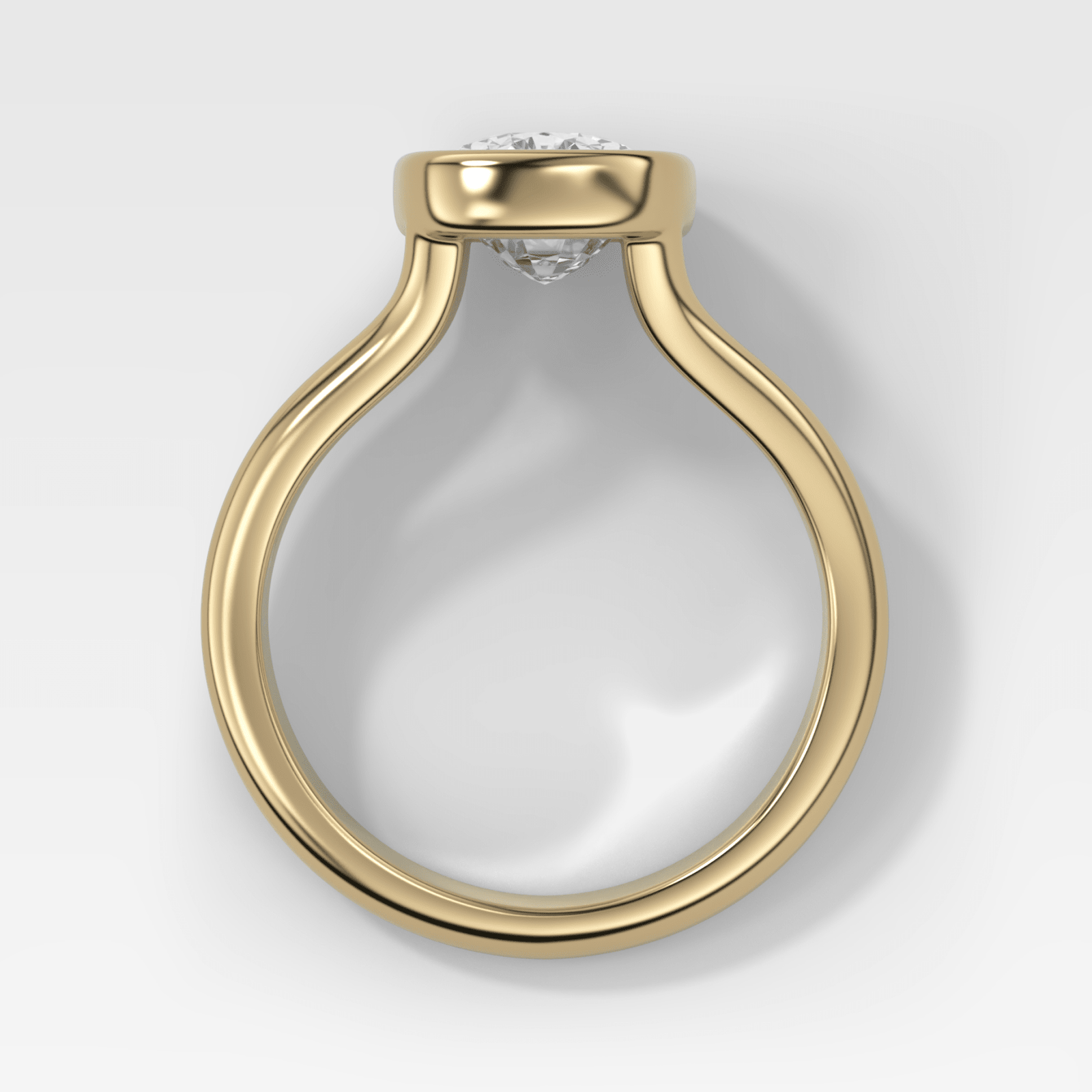 Split Shank Bezel Engagement Ring with Elongated Cushion Cut Diamond - GOODSTONE