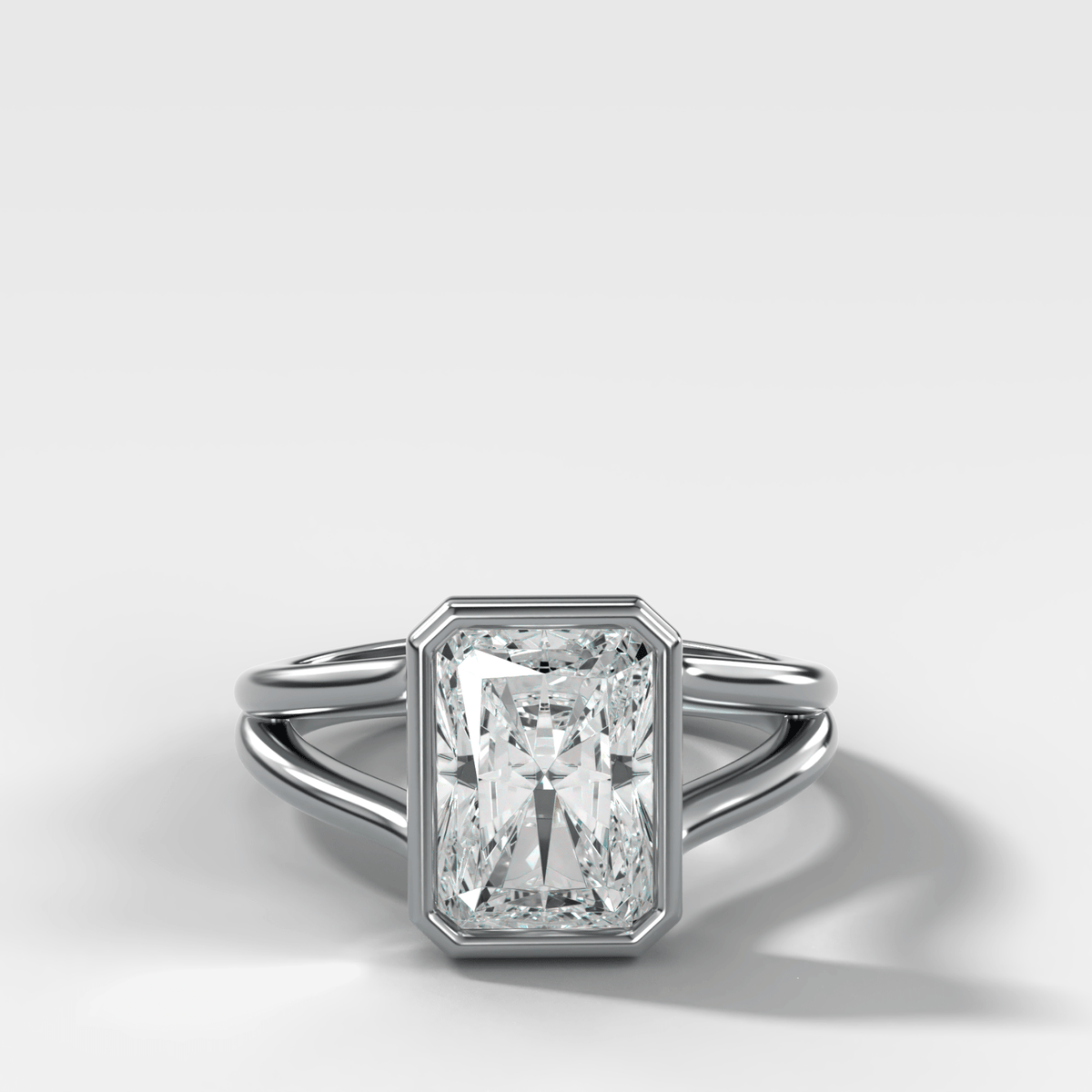 Split Shank Bezel Engagement Ring with Elongated Radiant Cut Diamond - GOODSTONE