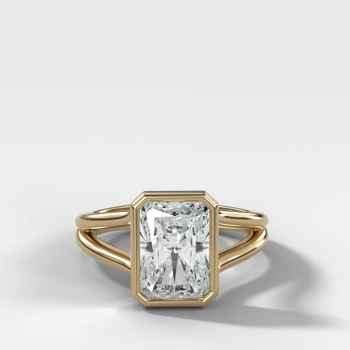 Split Shank Bezel Engagement Ring with Elongated Radiant Cut Diamond - GOODSTONE