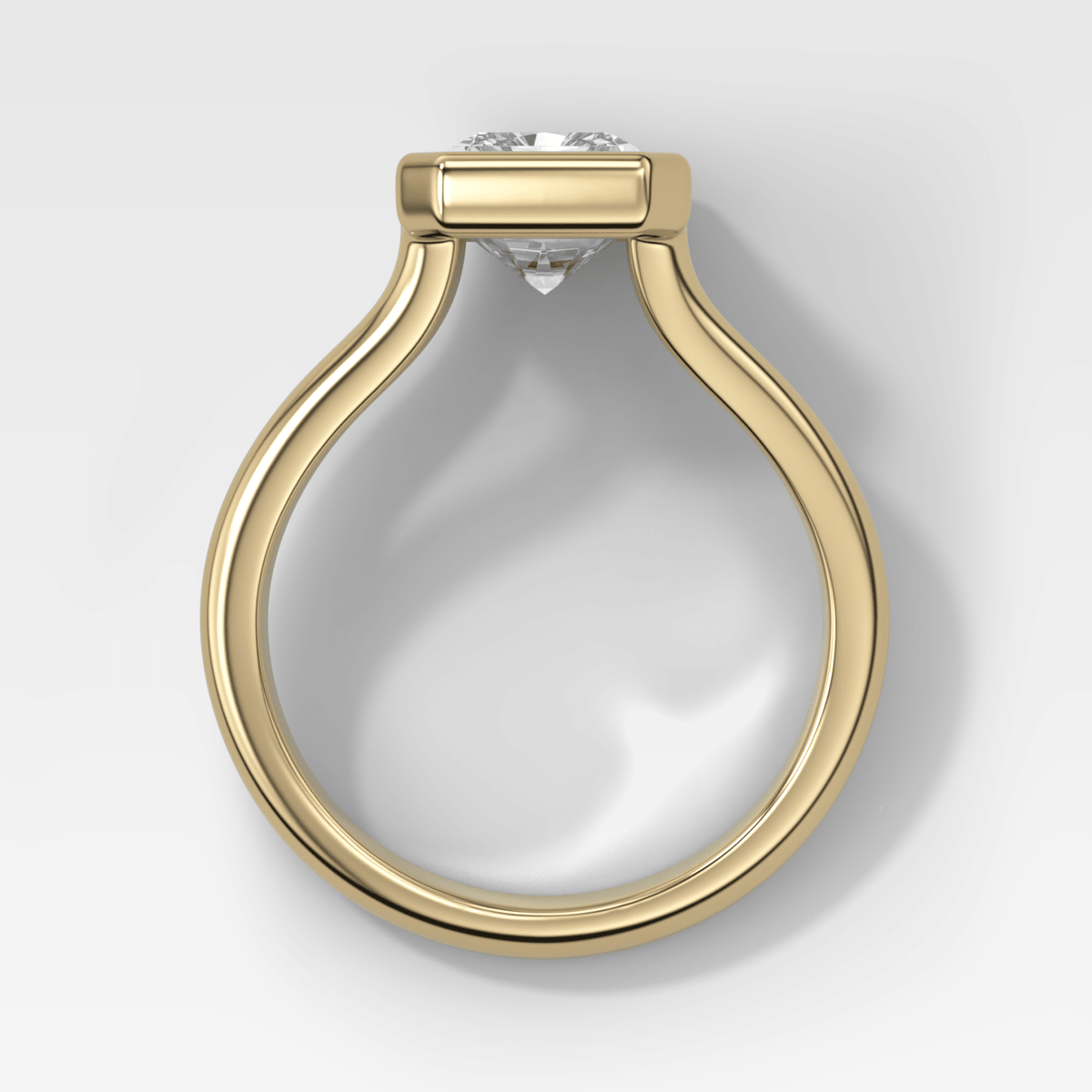 Split Shank Bezel Engagement Ring with Elongated Radiant Cut Diamond - GOODSTONE