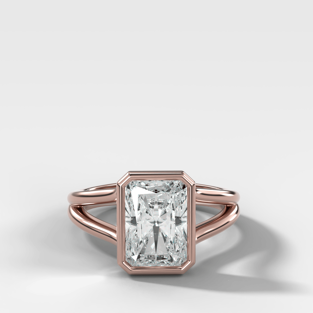 Split Shank Bezel Engagement Ring with Elongated Radiant Cut Diamond - GOODSTONE