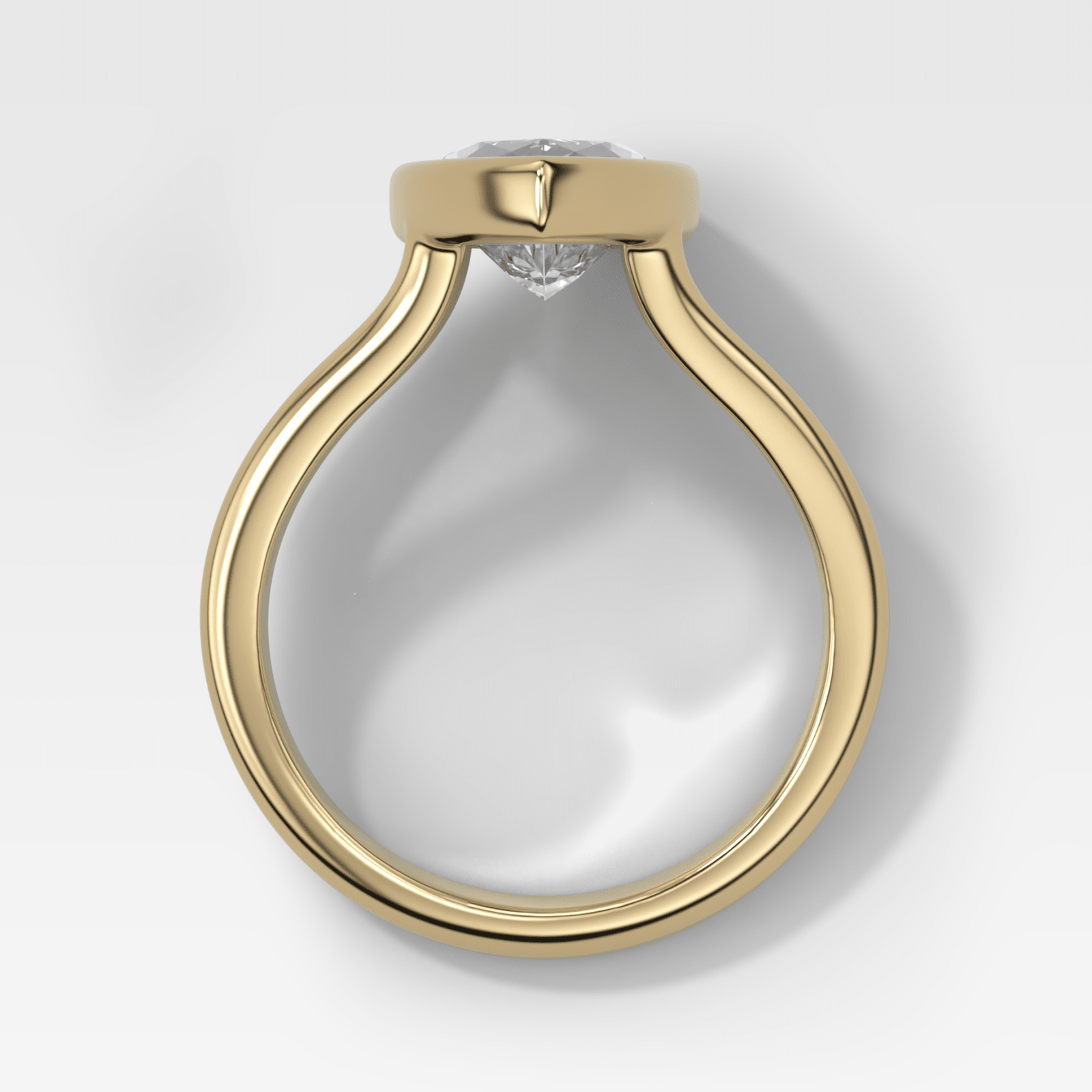 Split Shank Bezel Engagement Ring with Marquise Cut Diamond - GOODSTONE