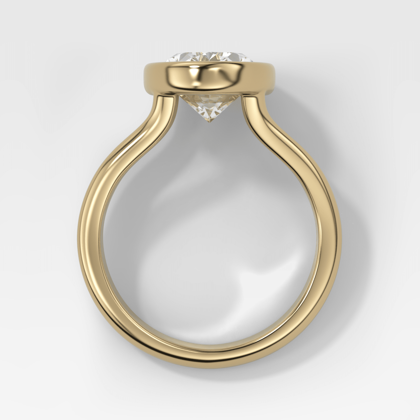Split Shank Bezel Engagement Ring with Oval Cut Diamond - GOODSTONE