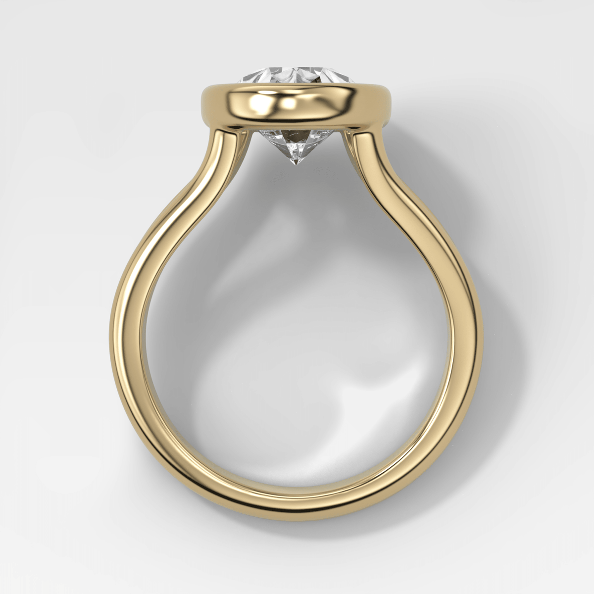 Split Shank Bezel Engagement Ring with Pear Cut Diamond - GOODSTONE