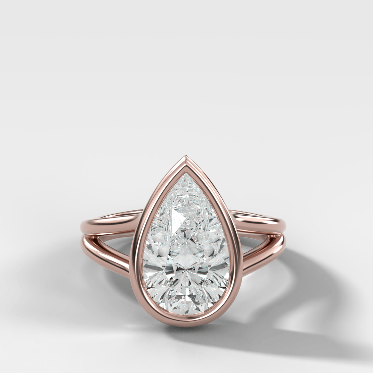 Split Shank Bezel Engagement Ring with Pear Cut Diamond - GOODSTONE
