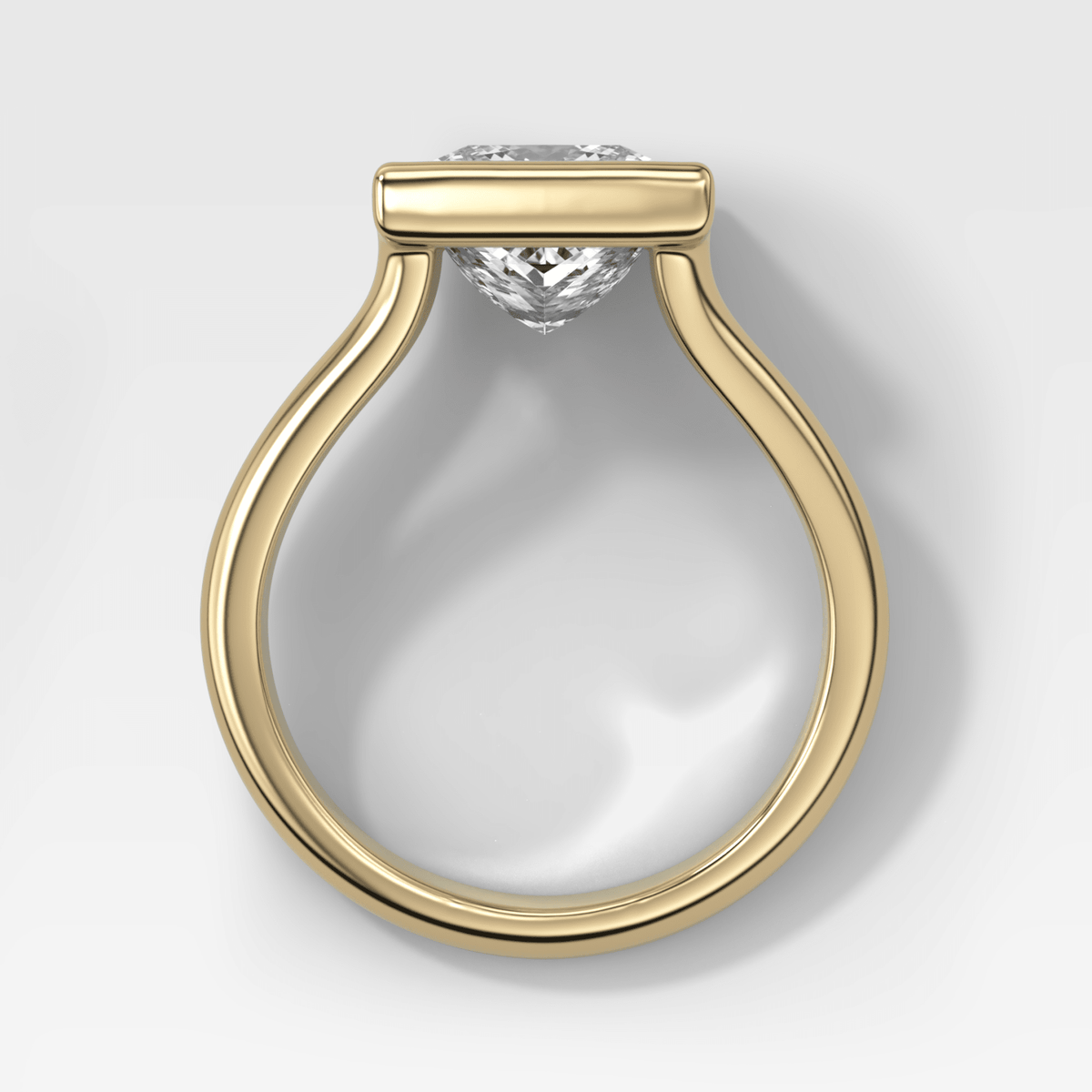 Split Shank Bezel Engagement Ring with Princess Cut Diamond - GOODSTONE