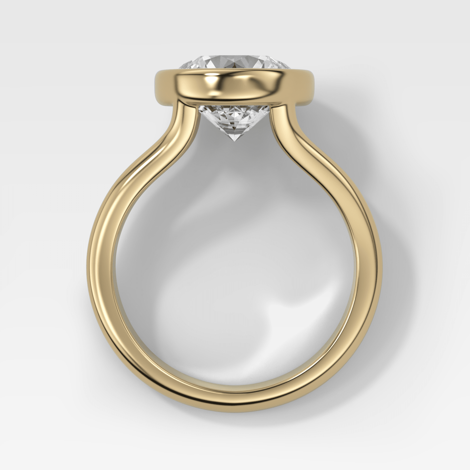 Split Shank Bezel Engagement Ring with Round Cut Diamond - GOODSTONE