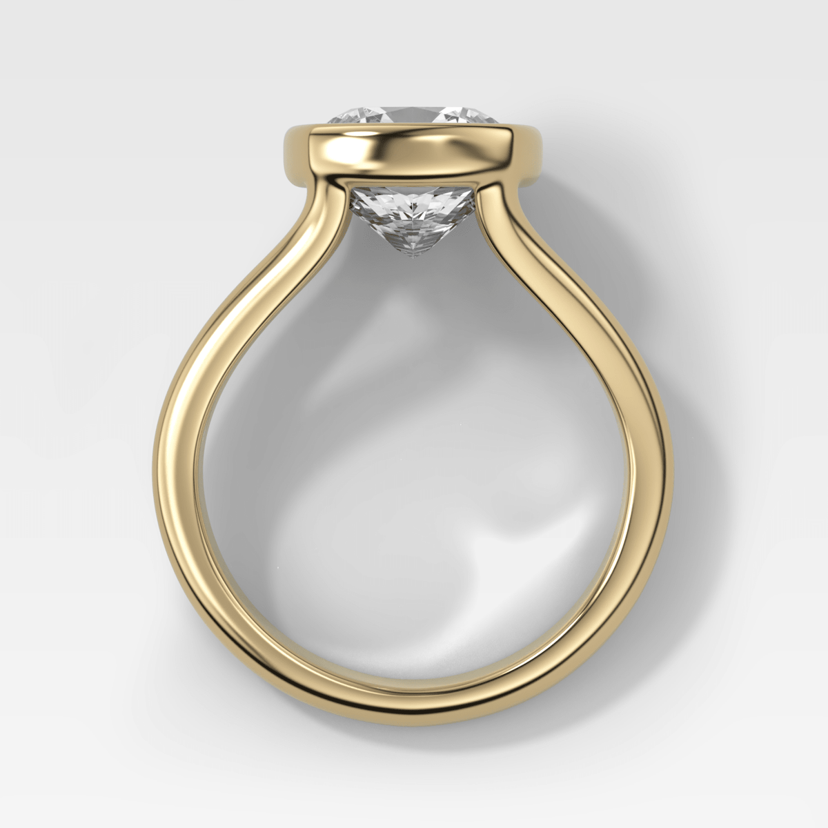 Split Shank Bezel Engagement Ring with Square Cushion Cut Diamond - GOODSTONE