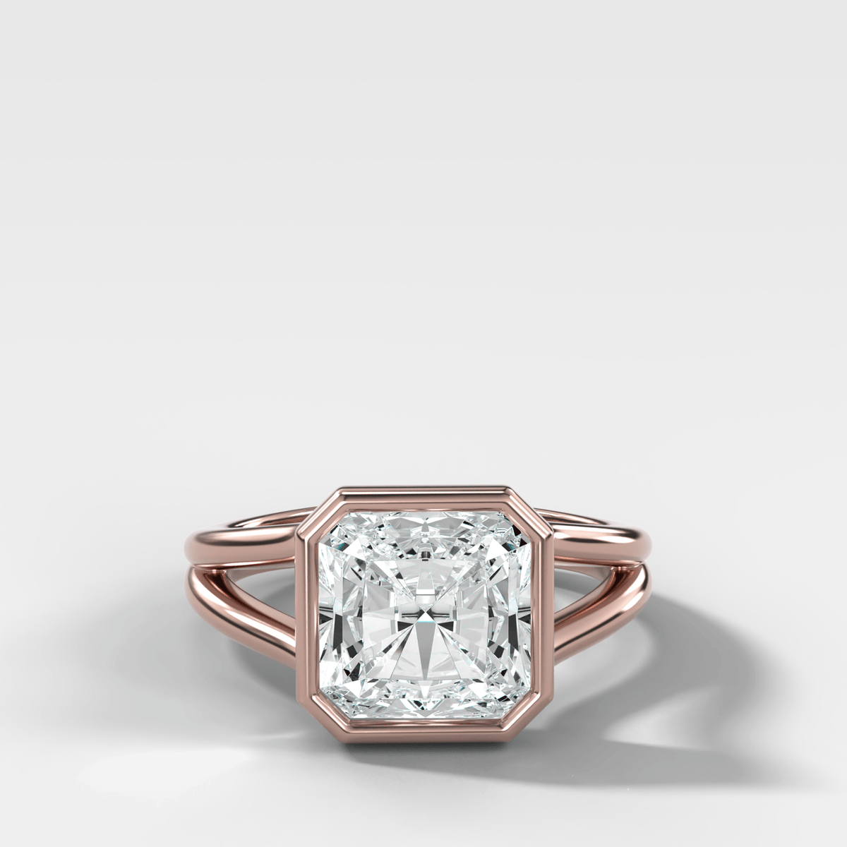 Split Shank Bezel Engagement Ring with Square Radiant Cut Diamond - GOODSTONE