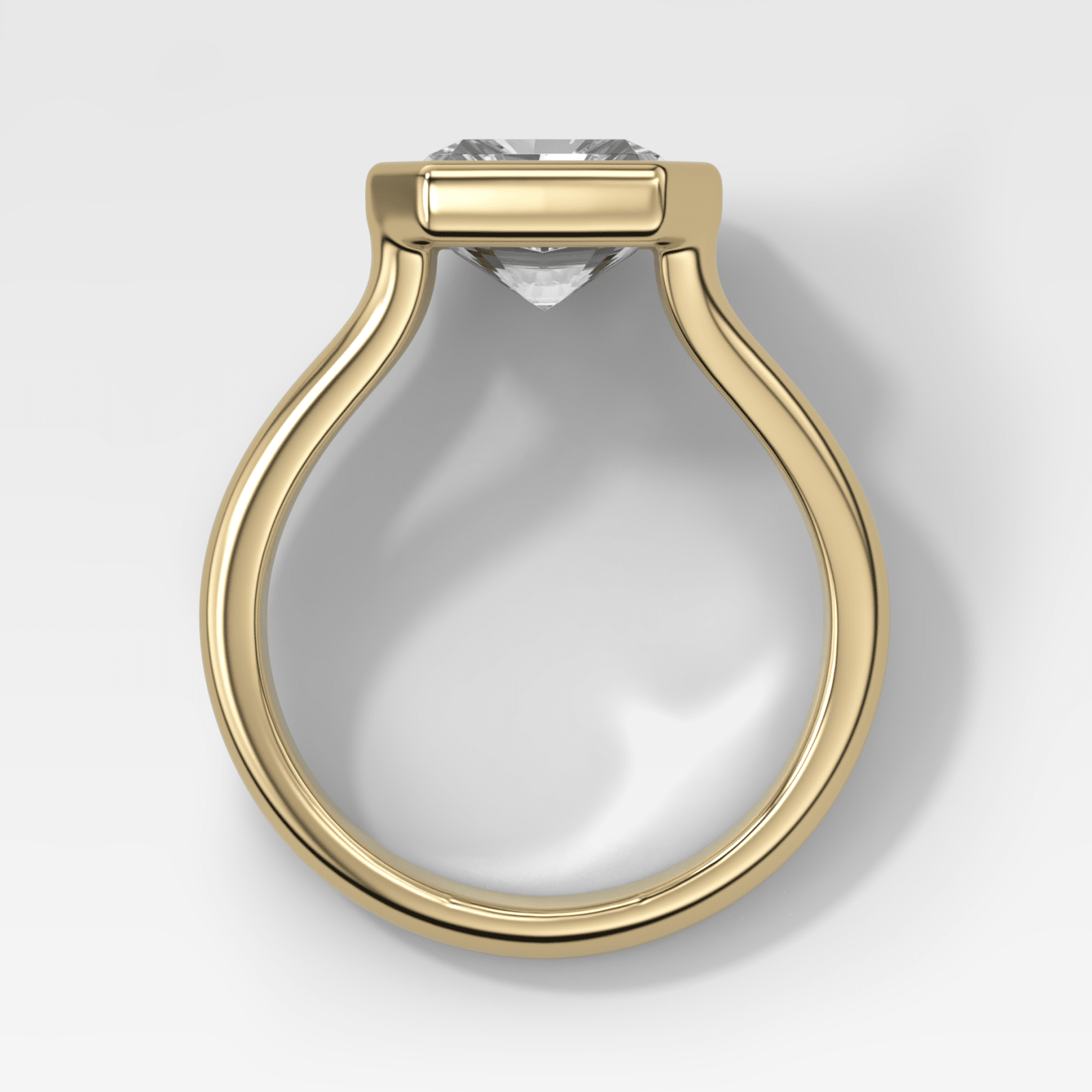 Split Shank Bezel Engagement Ring with Square Radiant Cut Diamond - GOODSTONE