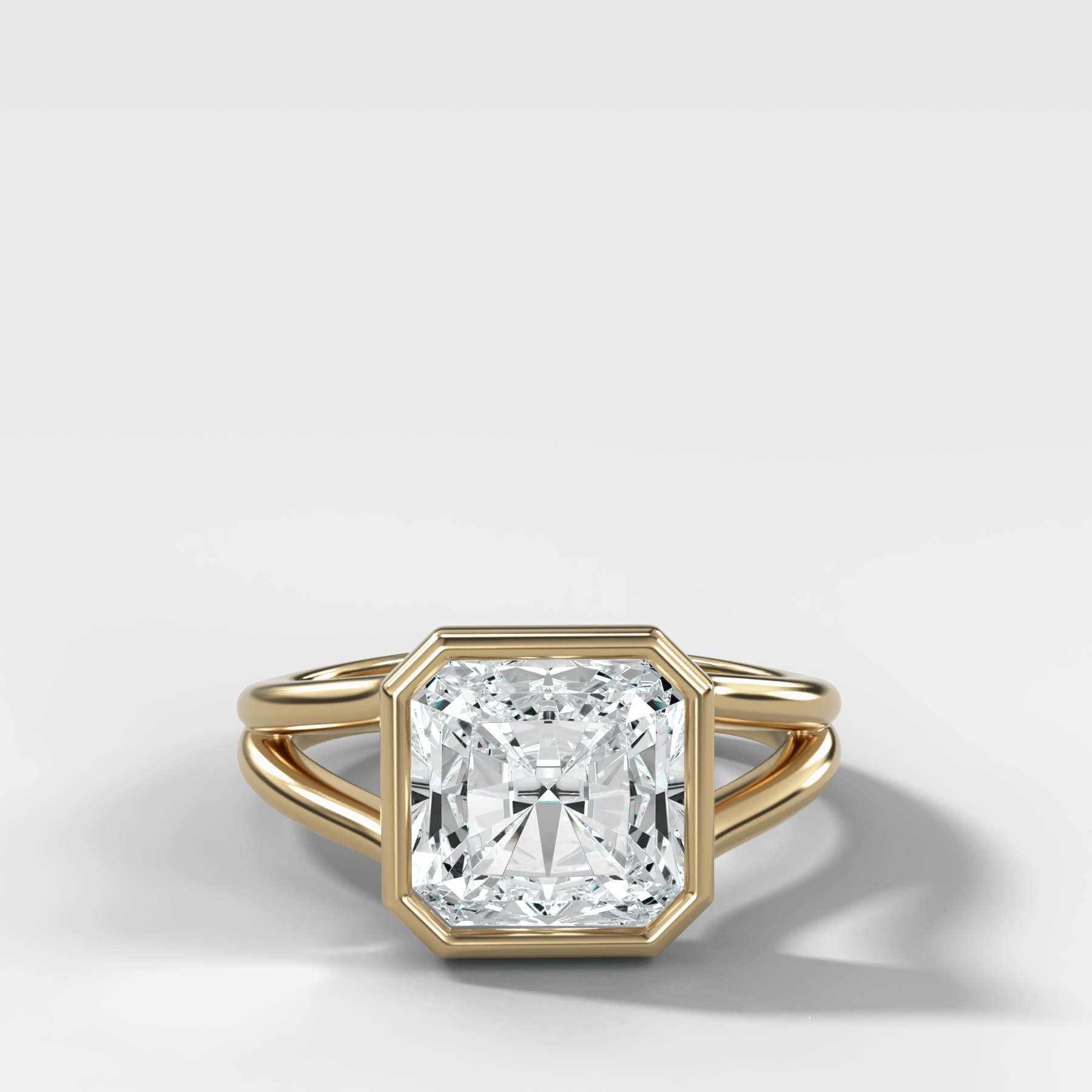 Split Shank Bezel Engagement Ring with Square Radiant Cut Diamond - GOODSTONE