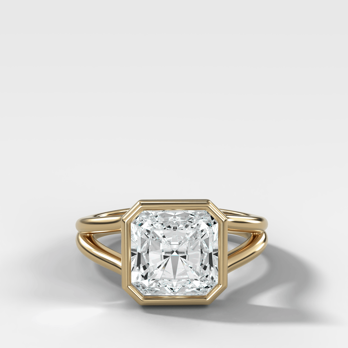 Split Shank Bezel Engagement Ring with Square Radiant Cut Diamond - GOODSTONE