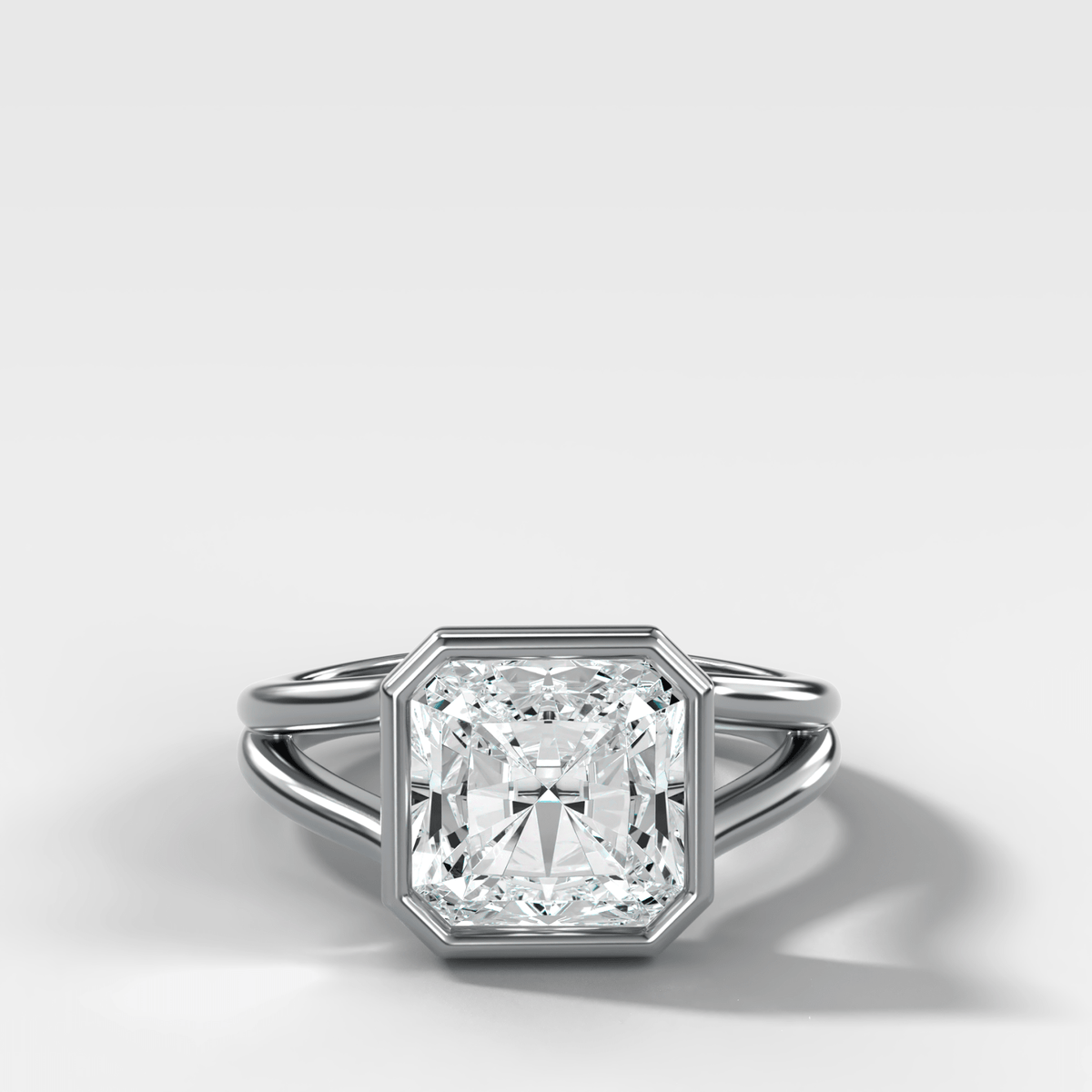 Split Shank Bezel Engagement Ring with Square Radiant Cut Diamond - GOODSTONE