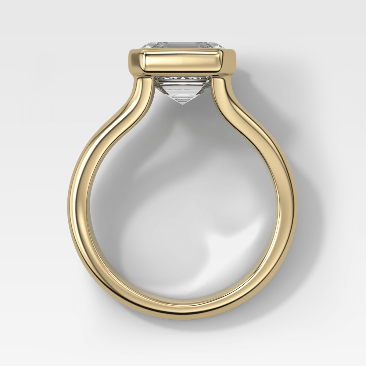 Split Shank Half Bezel Engagement Ring with Asscher Cut Diamond - GOODSTONE