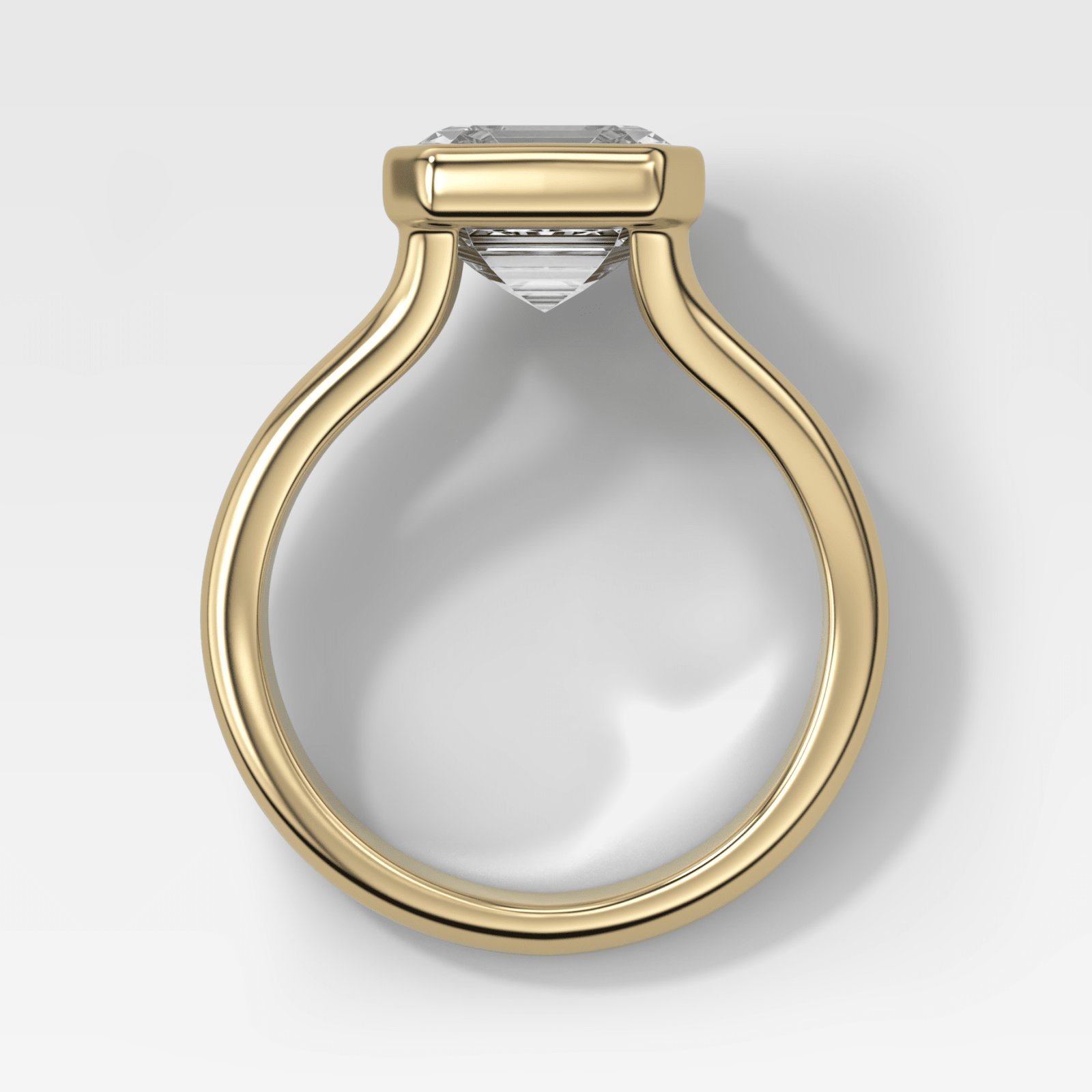 Split Shank Half Bezel Engagement Ring with Asscher Cut Diamond - GOODSTONE