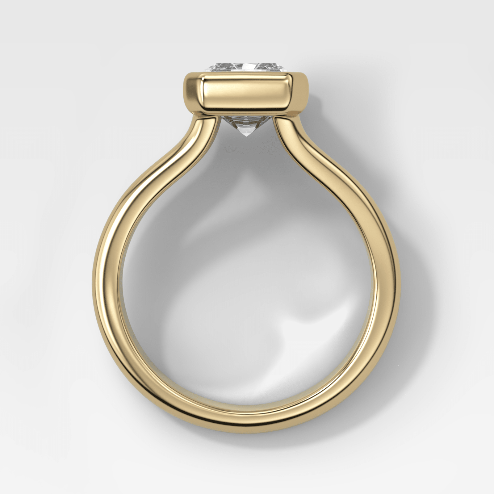 Split Shank Half Bezel Engagement Ring with Elongated Radiant Cut Diamond - GOODSTONE