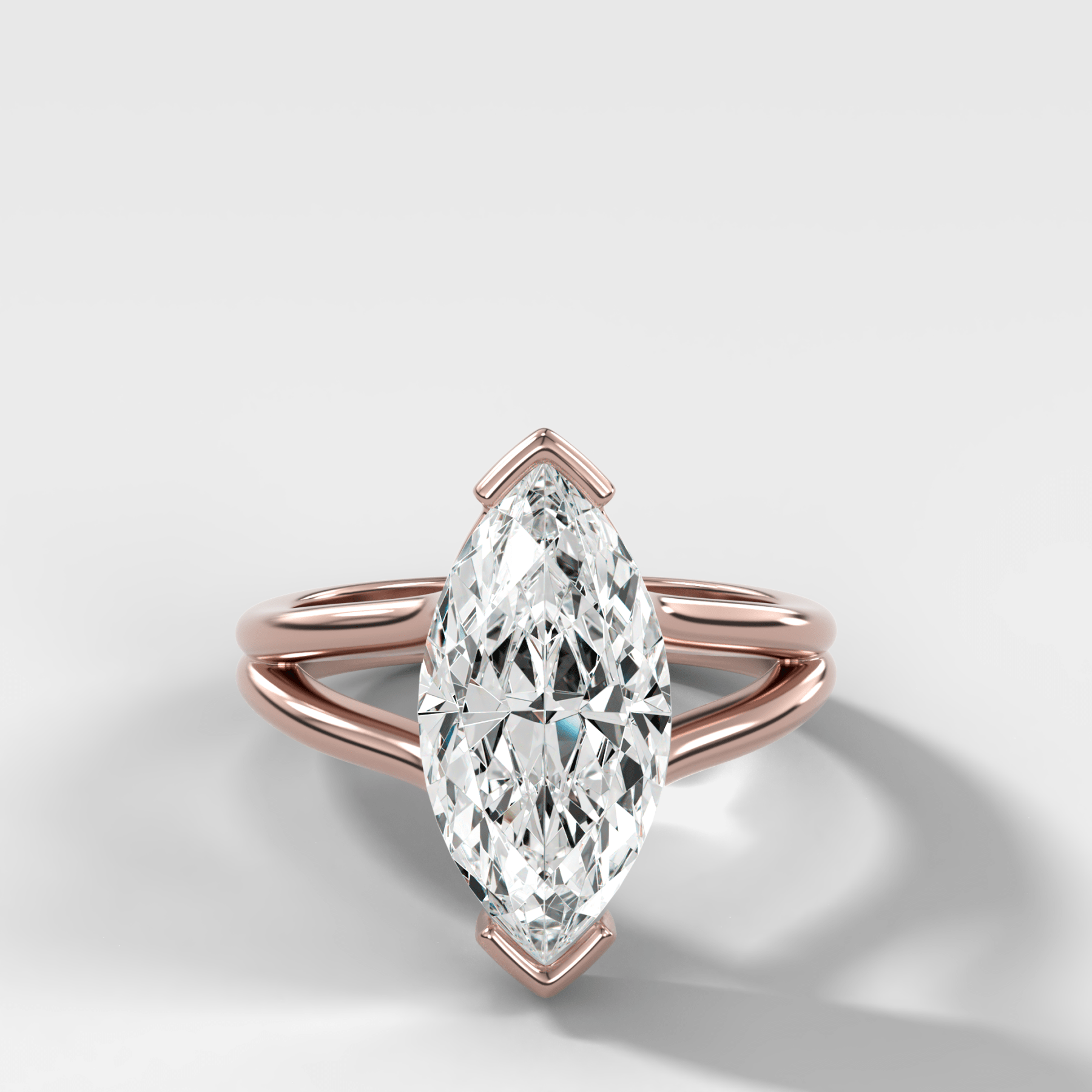 Split Shank Half Bezel Engagement Ring with Marquise Cut Diamond - GOODSTONE