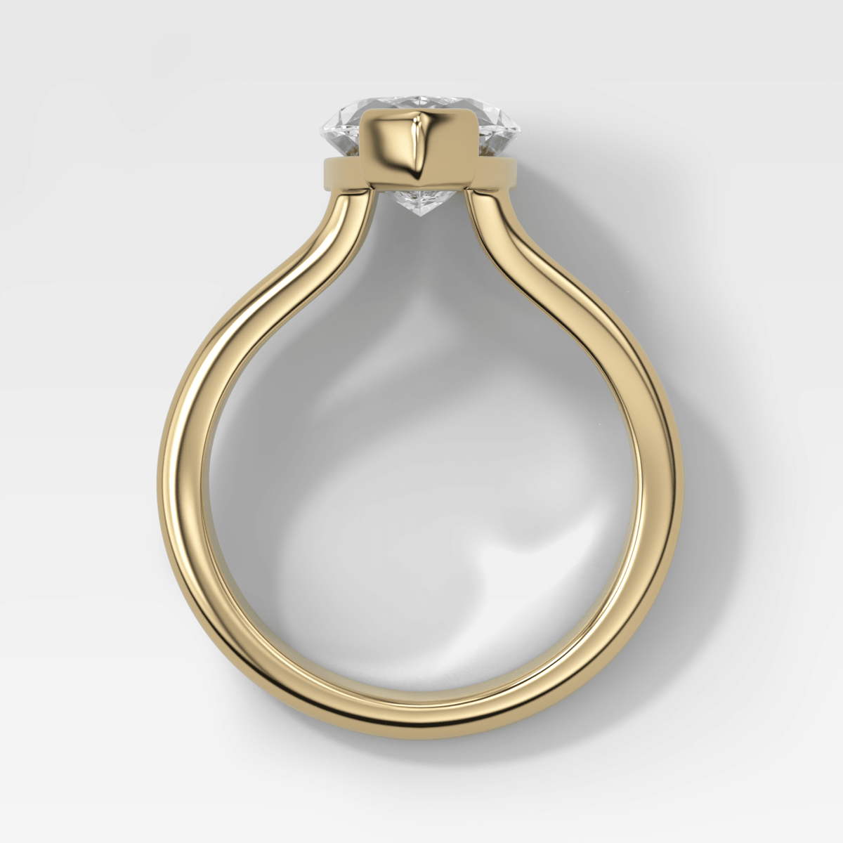Split Shank Half Bezel Engagement Ring with Marquise Cut Diamond - GOODSTONE