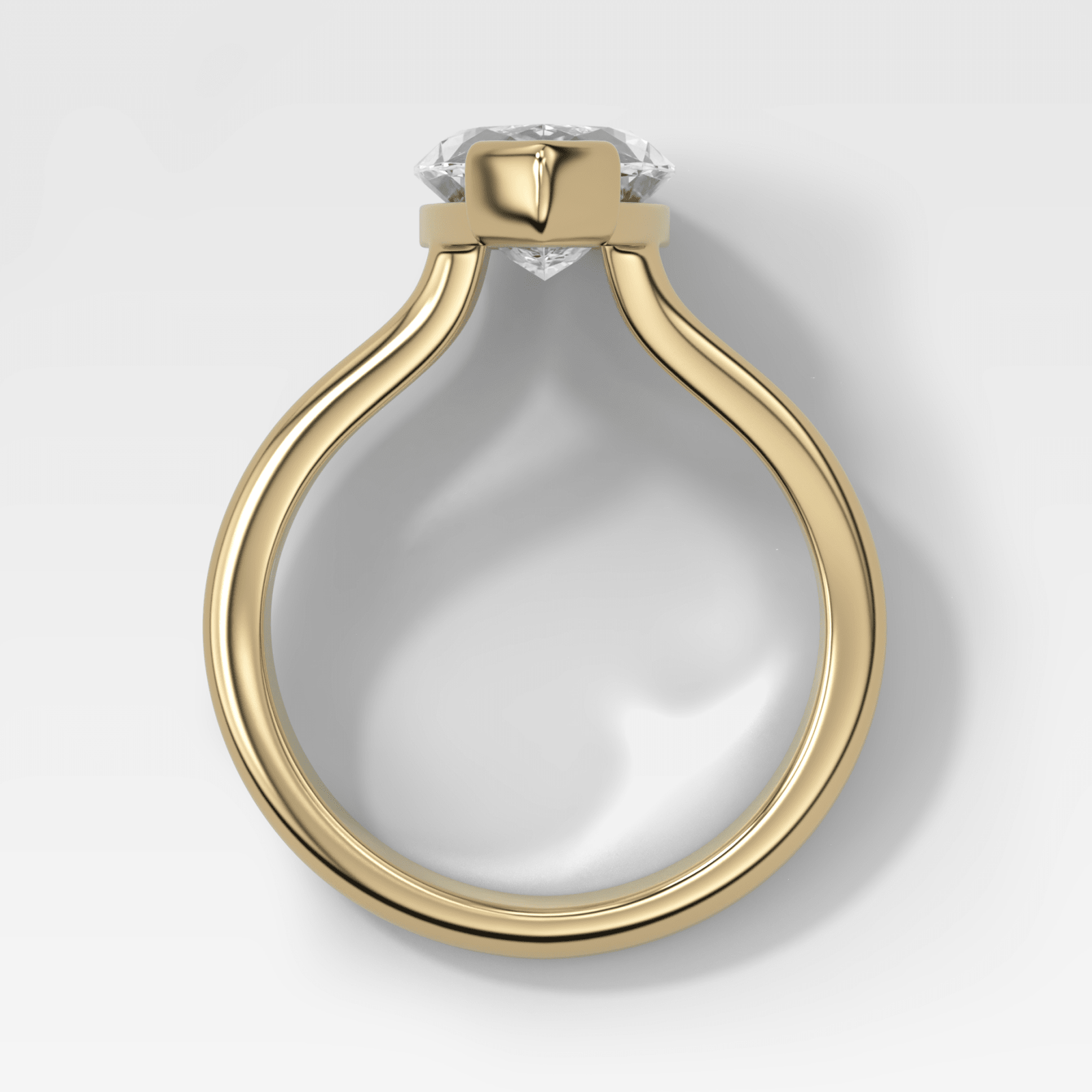 Split Shank Half Bezel Engagement Ring with Marquise Cut Diamond - GOODSTONE