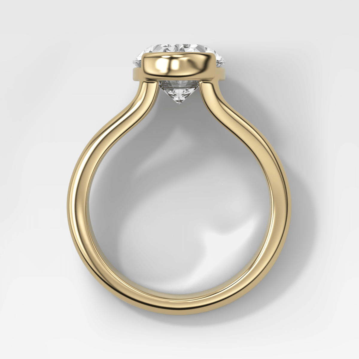 Split Shank Half Bezel Engagement Ring with Oval Cut Diamond - GOODSTONE