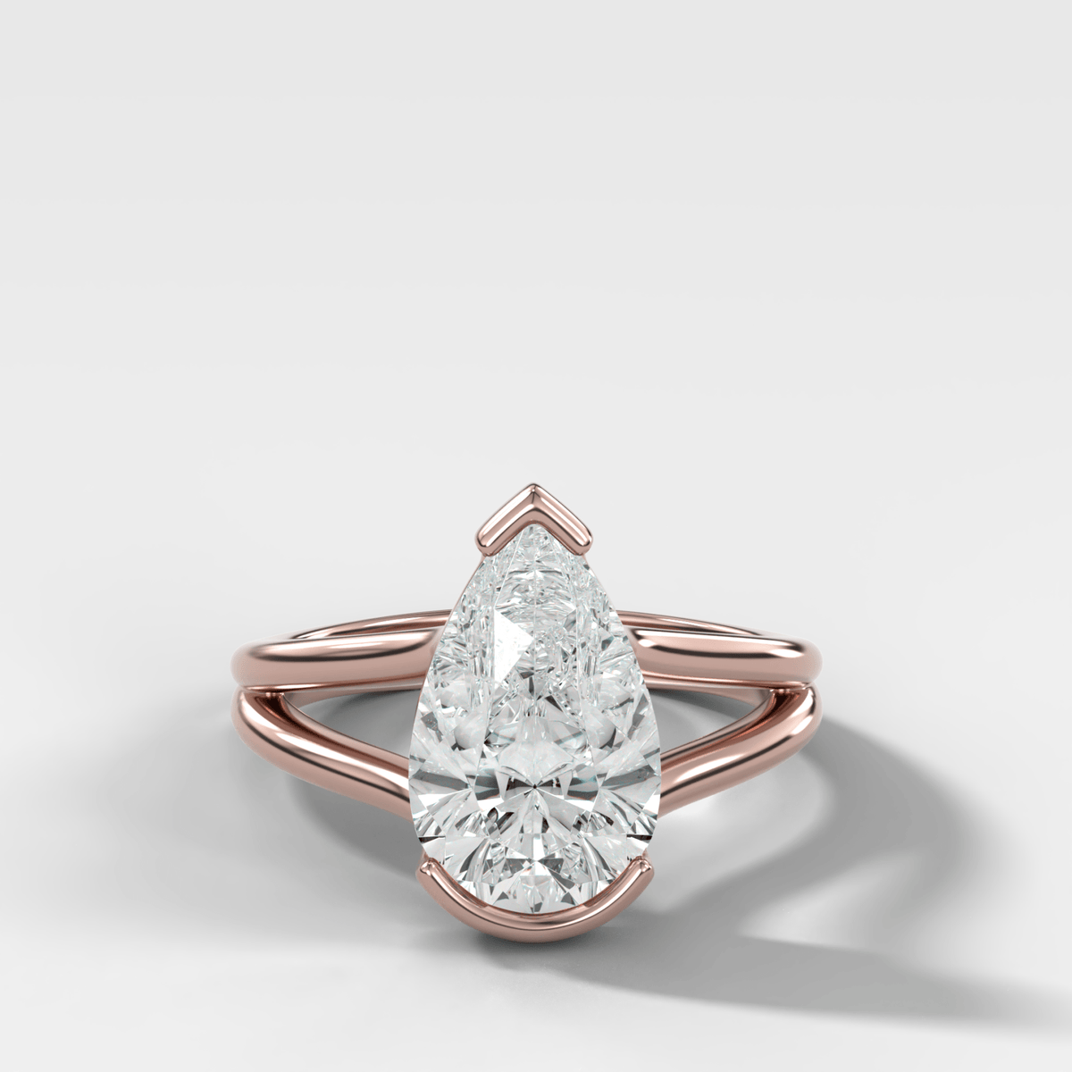 Split Shank Half Bezel Engagement Ring with Pear Cut Diamond - GOODSTONE
