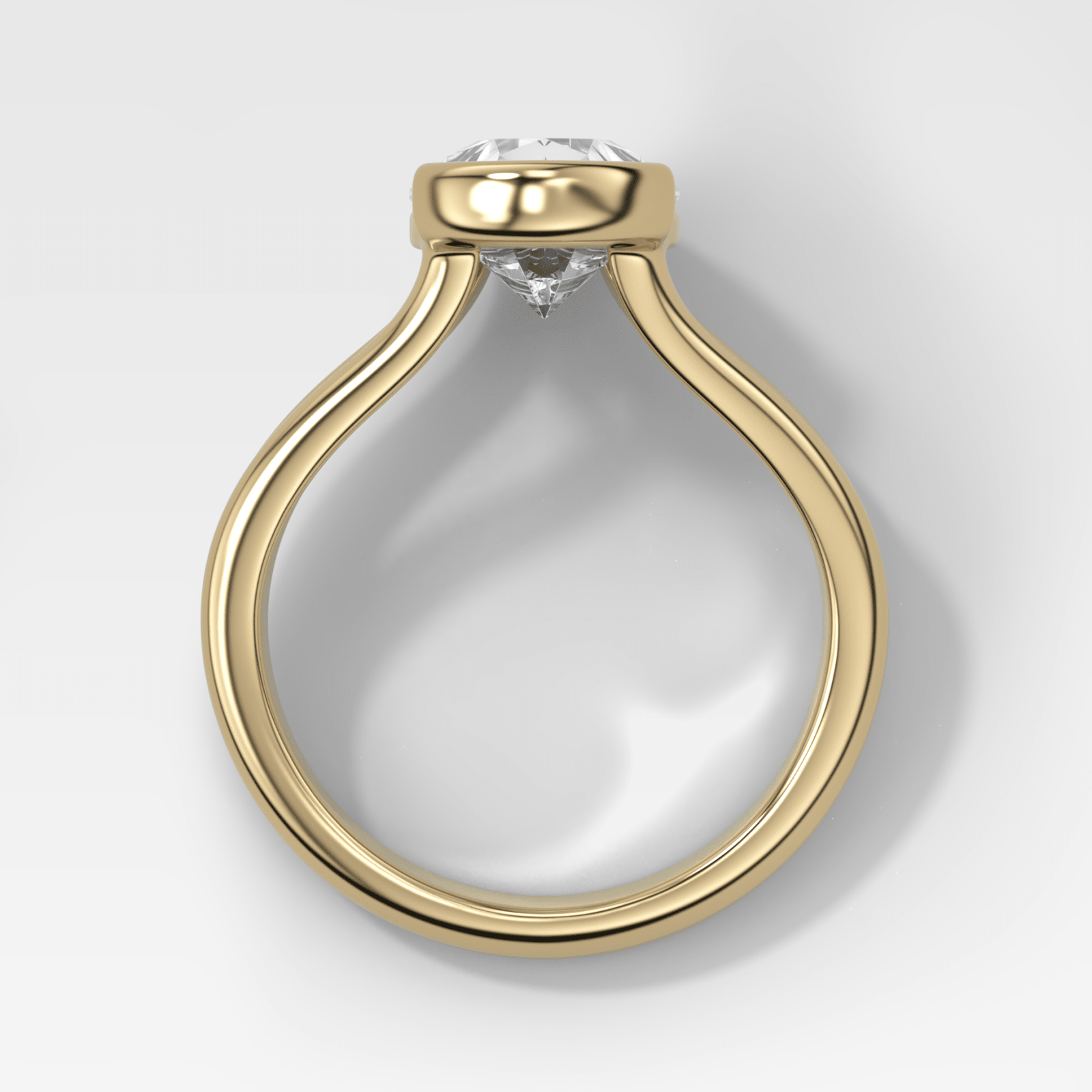 Split Shank Half Bezel Engagement Ring with Pear Cut Diamond - GOODSTONE
