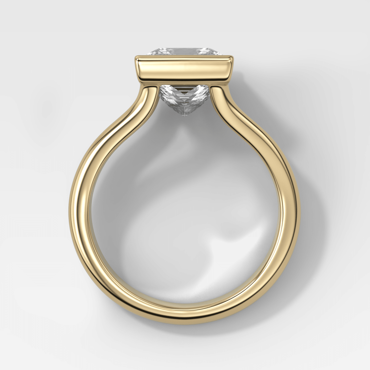 Split Shank Half Bezel Engagement Ring with Princess Cut Diamond - GOODSTONE