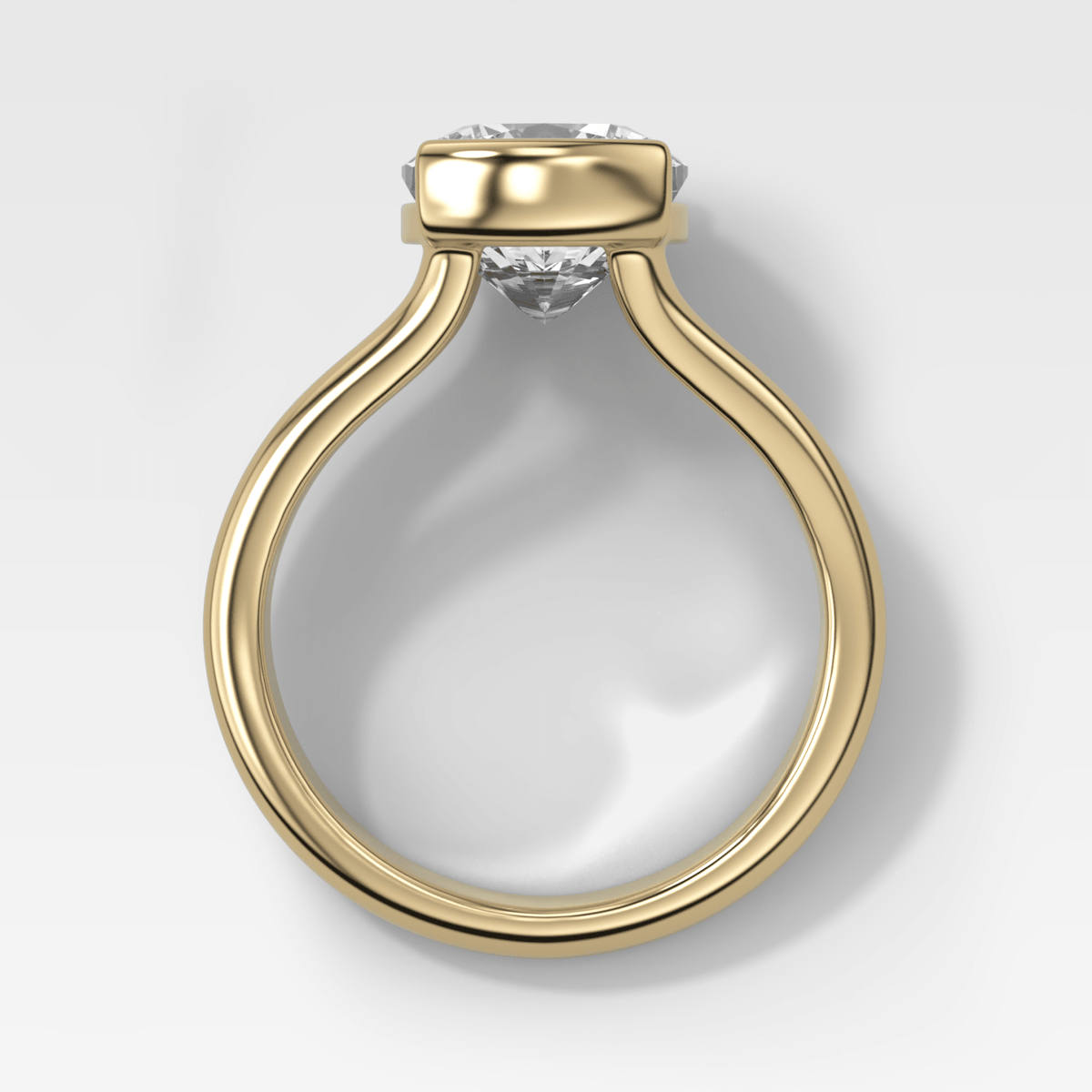 Split Shank Half Bezel Engagement Ring with Square Cushion Cut Diamond - GOODSTONE