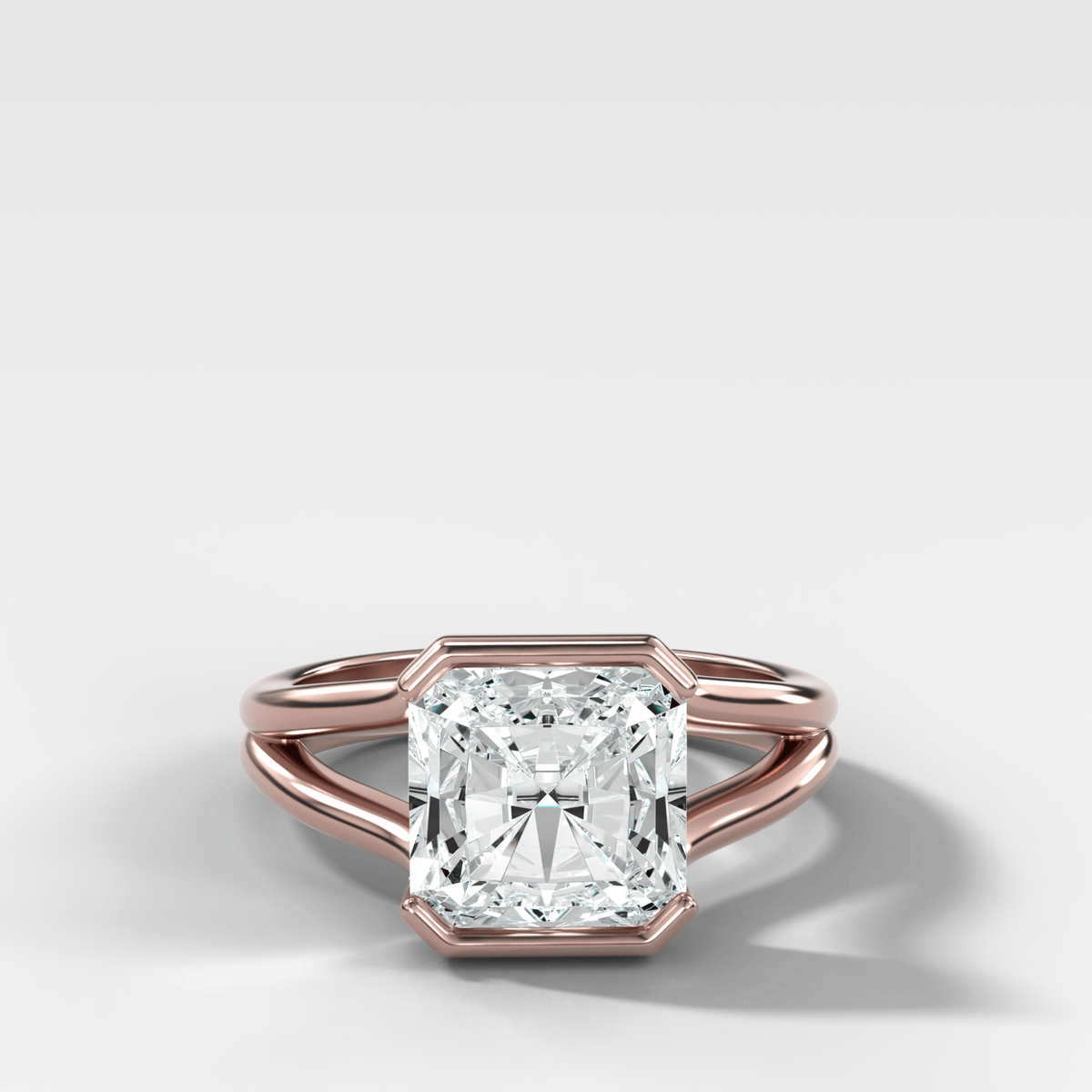 Split Shank Half Bezel Engagement Ring with Square Radiant Cut Diamond - GOODSTONE
