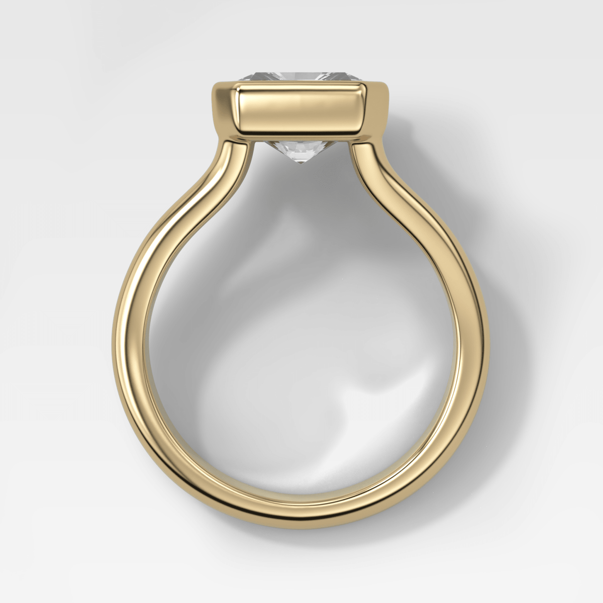 Split Shank Half Bezel Engagement Ring with Square Radiant Cut Diamond - GOODSTONE