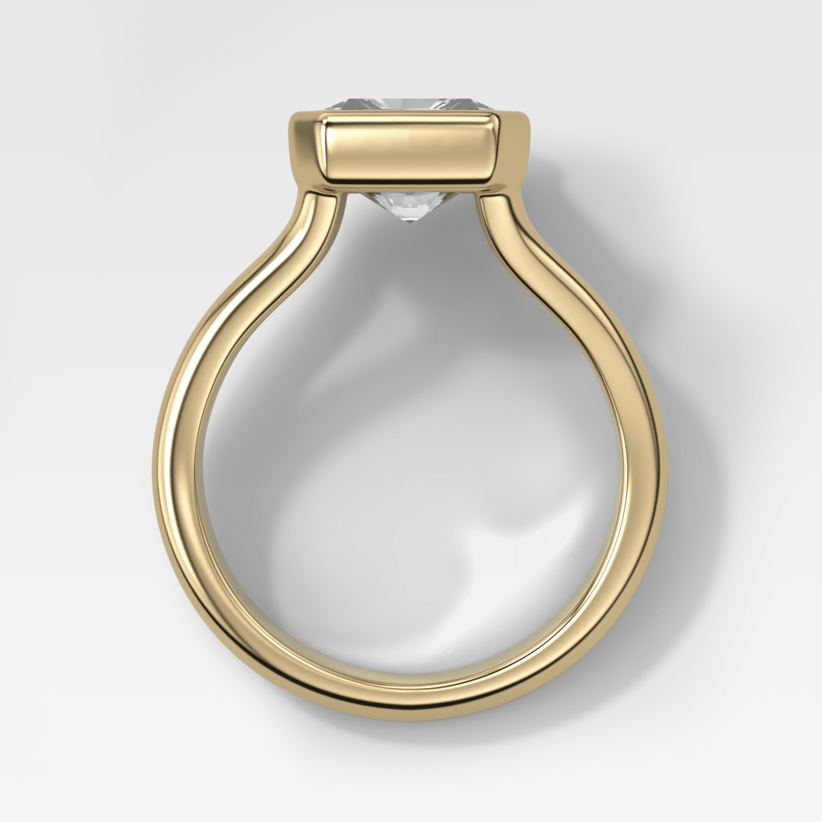 Split Shank Half Bezel Engagement Ring with Square Radiant Cut Diamond - GOODSTONE